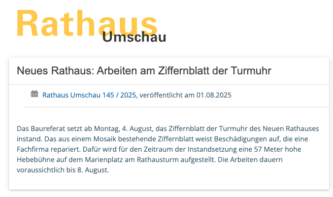 Rathausuhr, Aktenvernichtung und Parkpl&auml;tze