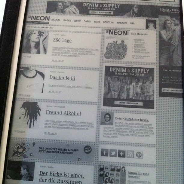 Neon auf dem Sony E-Reader