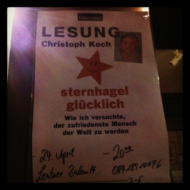 Empfehlung: @christophkoch liest. Aus einem seiner B&uuml;cher.