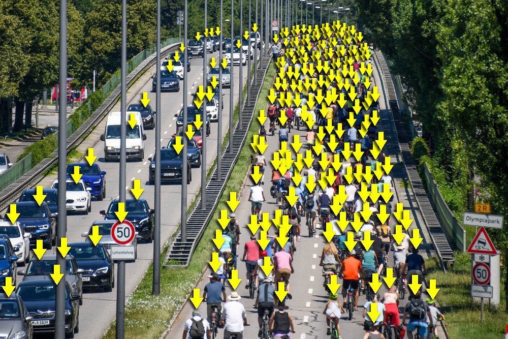Das Foto von der des @radentscheidmuenchen zeigt ganz gut die Platzeffizienz und den Fl