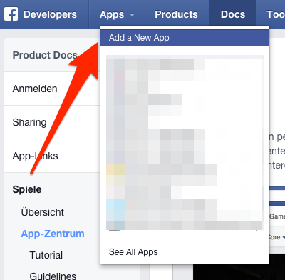 Neue Facebook-App anlegen