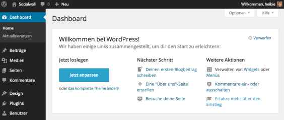 Wordpress-Administrationsbereich